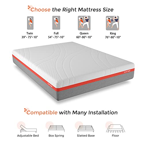 Sweetnight King Size Mattress, 10 Inch Cooling Gel Memory Foam Mattress in a Box, Foam Mattress with Flippable Design for Comfortable Sleep & Support