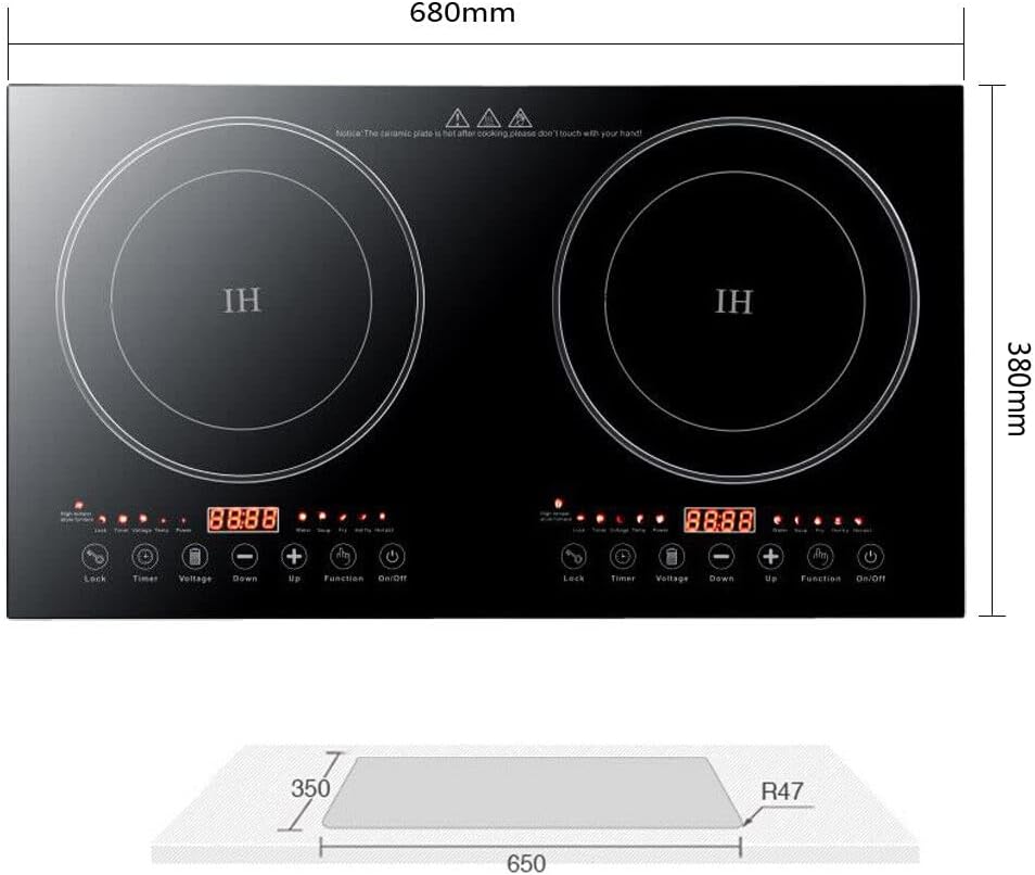 Double Induction Cooktop Burner,Electric Cooktop 26.77 Inch Electric Stove 110V 2400W 8 Power Levels w/Timer