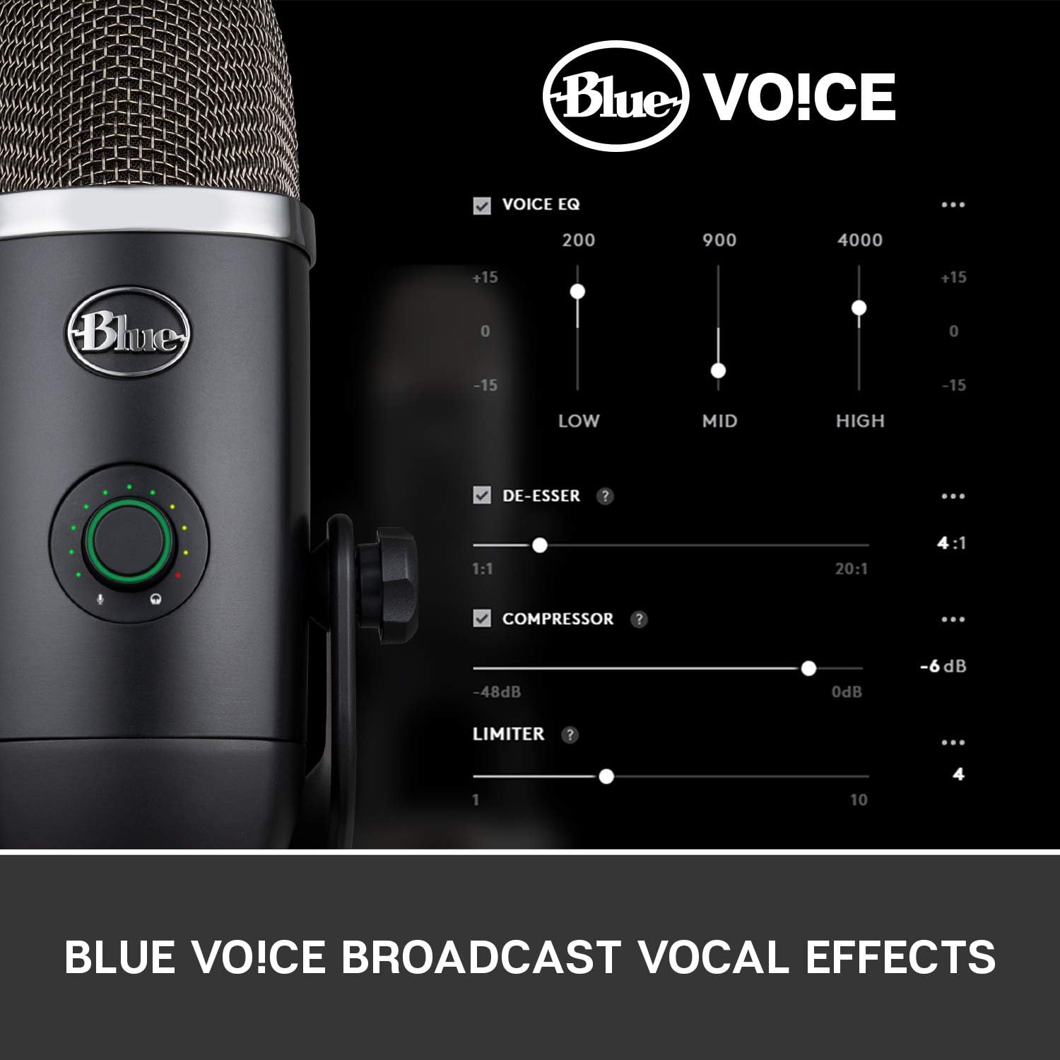 Blue Yeti X Professional Condenser USB Microphone with High-Res Metering, LED Lighting & Blue VO!CE effects for Gaming