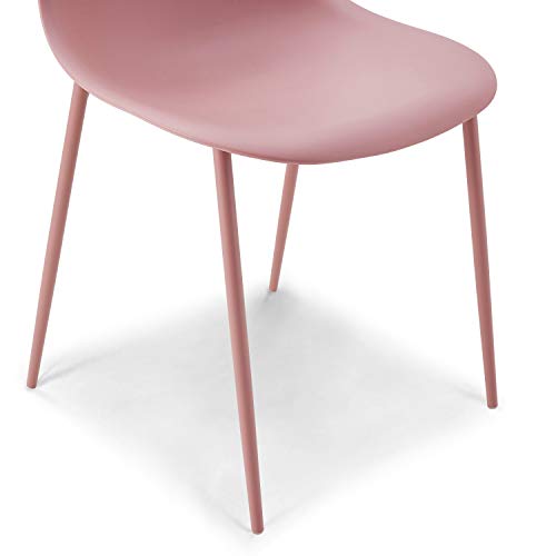 POLY & BARK Isla Modern Kitchen Chairs Set of 4 - Plastic Dining Chair with Metal Legs