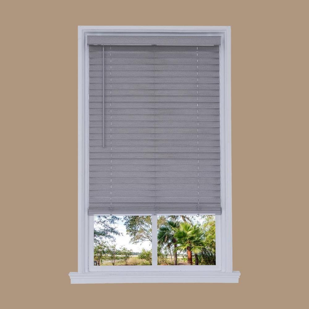 Allen + Roth 2-in Slat Width 42.25-in x 72-in Cordless Gray Faux Wood Room Darkening Horizontal Blinds | DFWDB4872-42.25