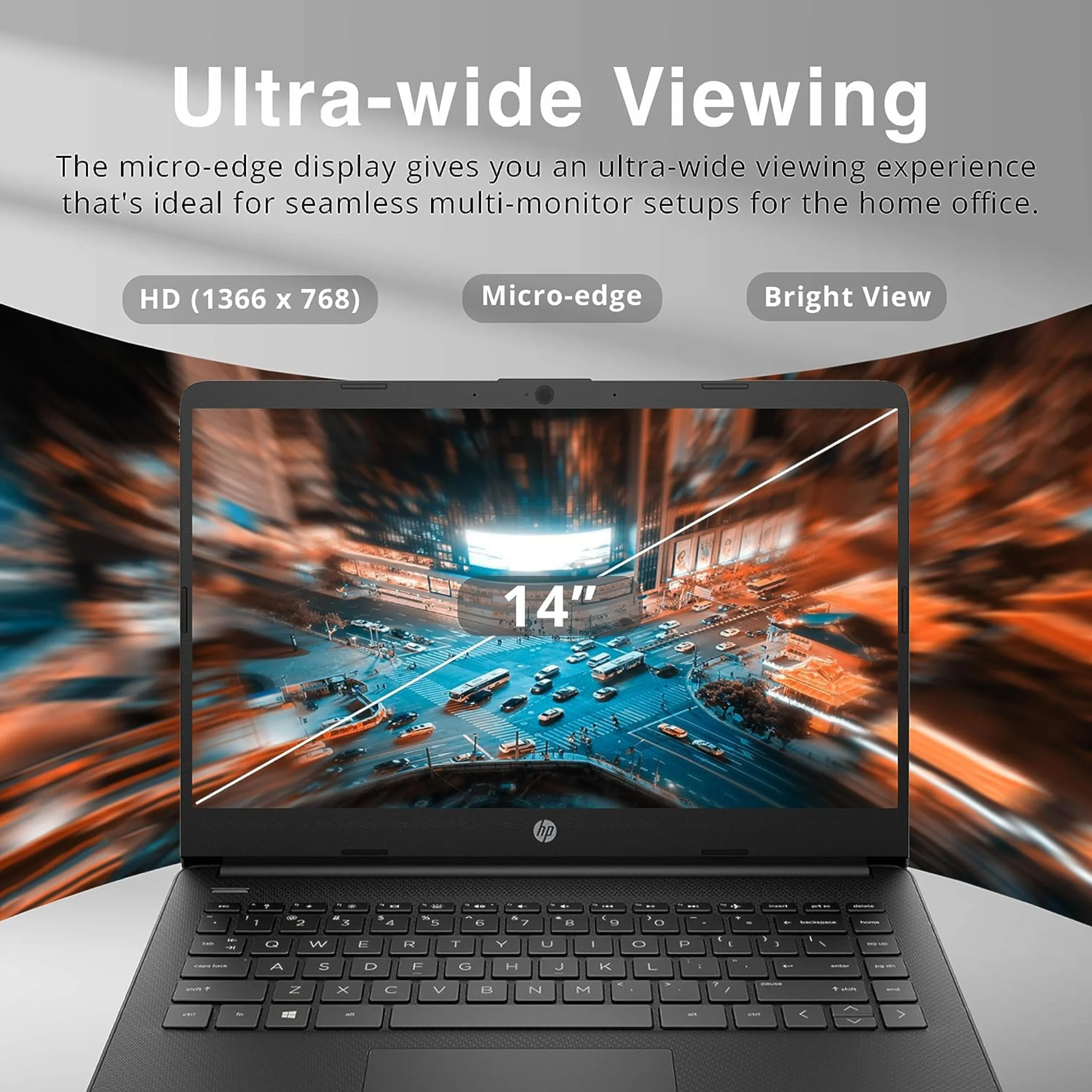 HP Newest HP 14" HD Laptop Light-Weight, Intel Quad-Core N4120, 16GB RAM, 320GB Storage(64GB eMMC+256GB SD Card), 1 Year Office 365, WiFi