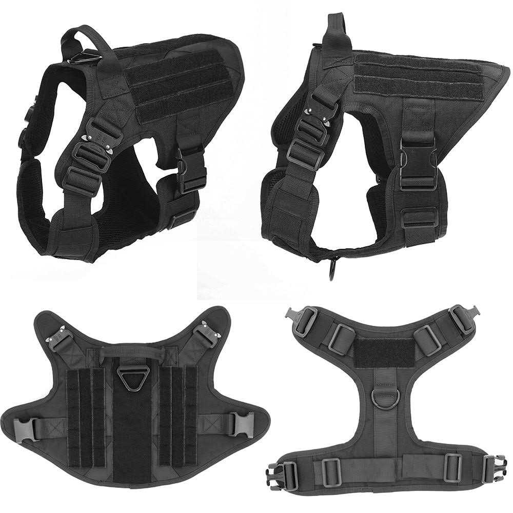 Icefang Tactical Dog Harness Size,2X Metal Buckle,Working Dog MOLLE Vest with Handle,No Pulling Front Leash Clip,Hook and Loop Panel