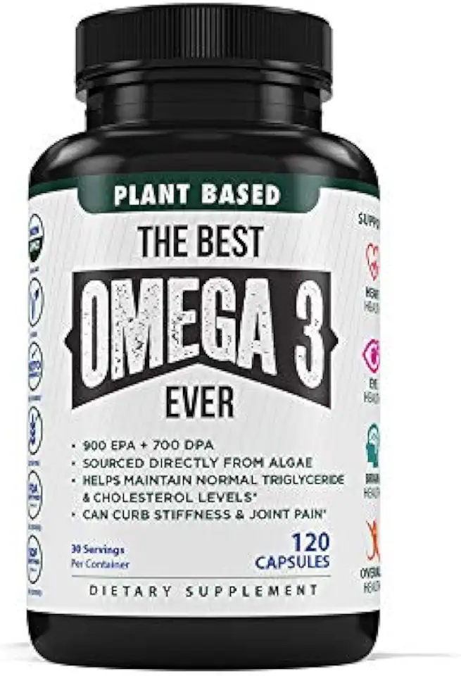 The Very Best Vegan Omega 3 Supplement - 120 Capsules - Vegan Algae Omega 3 Vegetarian Supplement - Plant Based Fish Oil Alternative