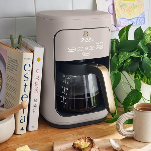Beautiful Coffee Maker, 14-Cup, Touch Display, Programmable, 1200W, Stainless Steel, Keep Warm, 24h Timer dishwasher-safe (Black Sesame)