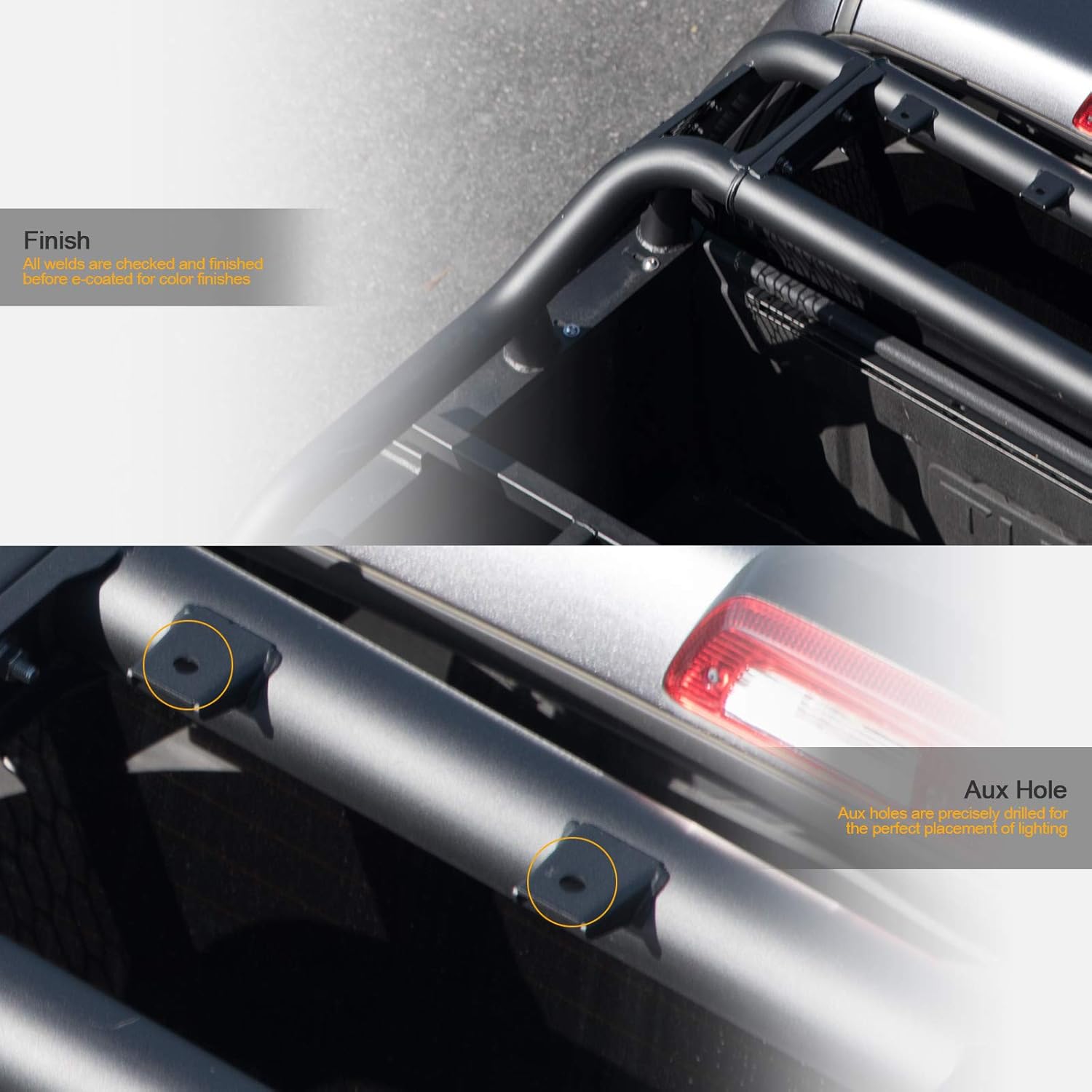 Armordillo 642167818809 For Mid-Size Trucks CR1 Chase Rack Truck Bed Roll Bar with Tire Carrier - Matte Black