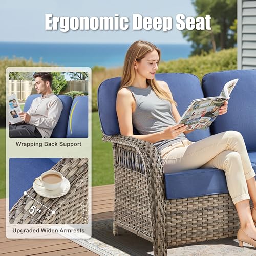 7 Pieces Outdoor Furniture Set with Swivel Chairs