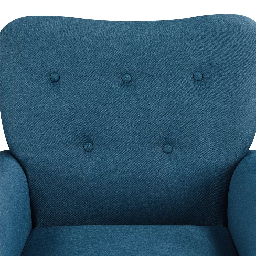 Yaheetech 2pcs Modern Upholstered Accent Chair with Wooden Leg for Living Room, Navy Blue