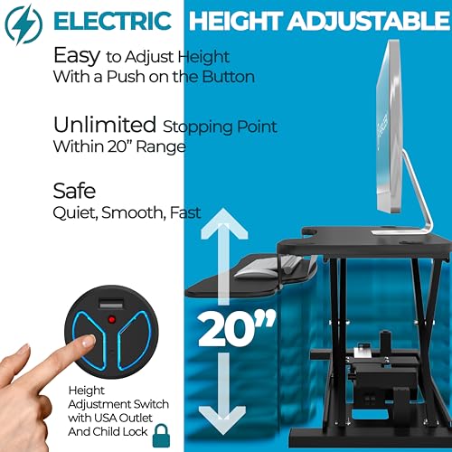 VERSADESK PowerPro™ 36 Inch Electric Standing Desk Converter, Height Adjustable Sit to Stand Up Desk Riser