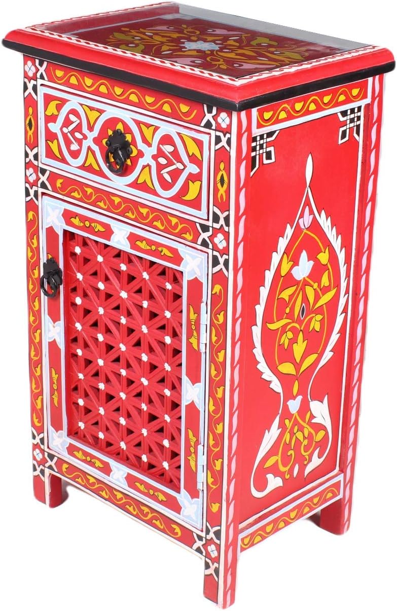 Moroccan Nightstand Table Handpainted Arabian Style Blue