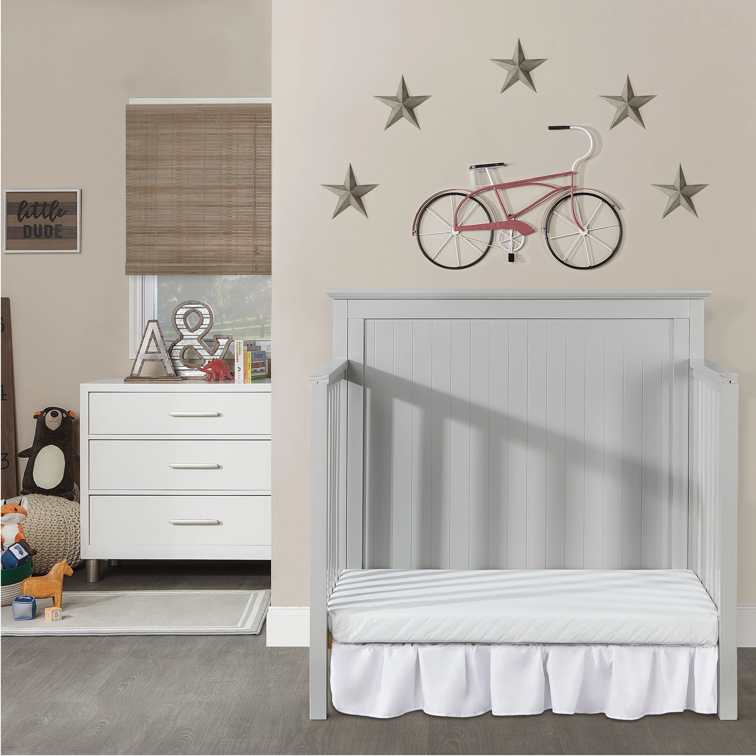 Dream On Me Ava 4-in-1 Convertible Mini Crib, Pebble Grey