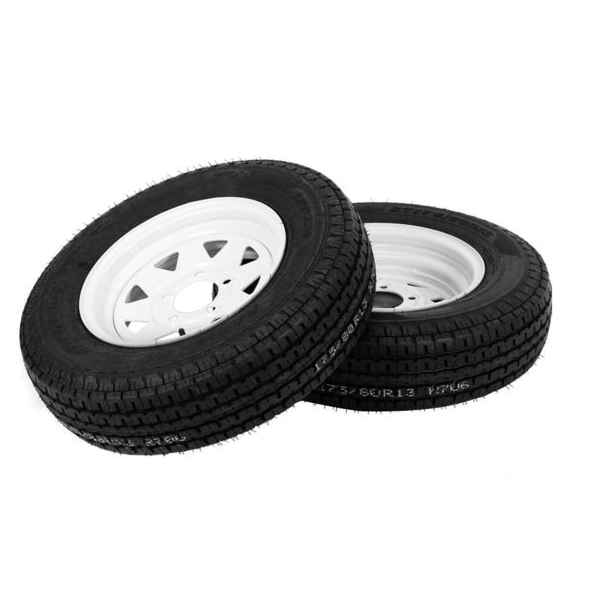 2-Pk Trailer Tire & Rim ST175/80R13 13" Load C 5 Lug White Spoke
