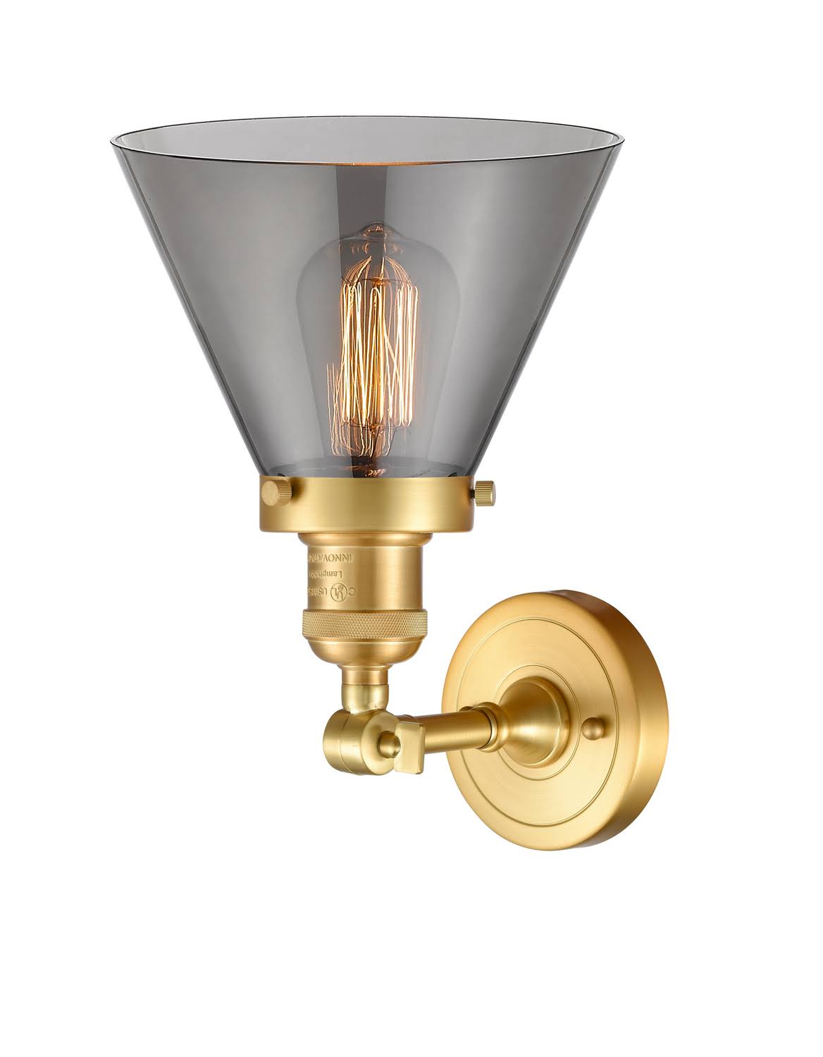 Innovations 203-SG-G43-LED Satin Gold Large Cone 1 Light Sconce