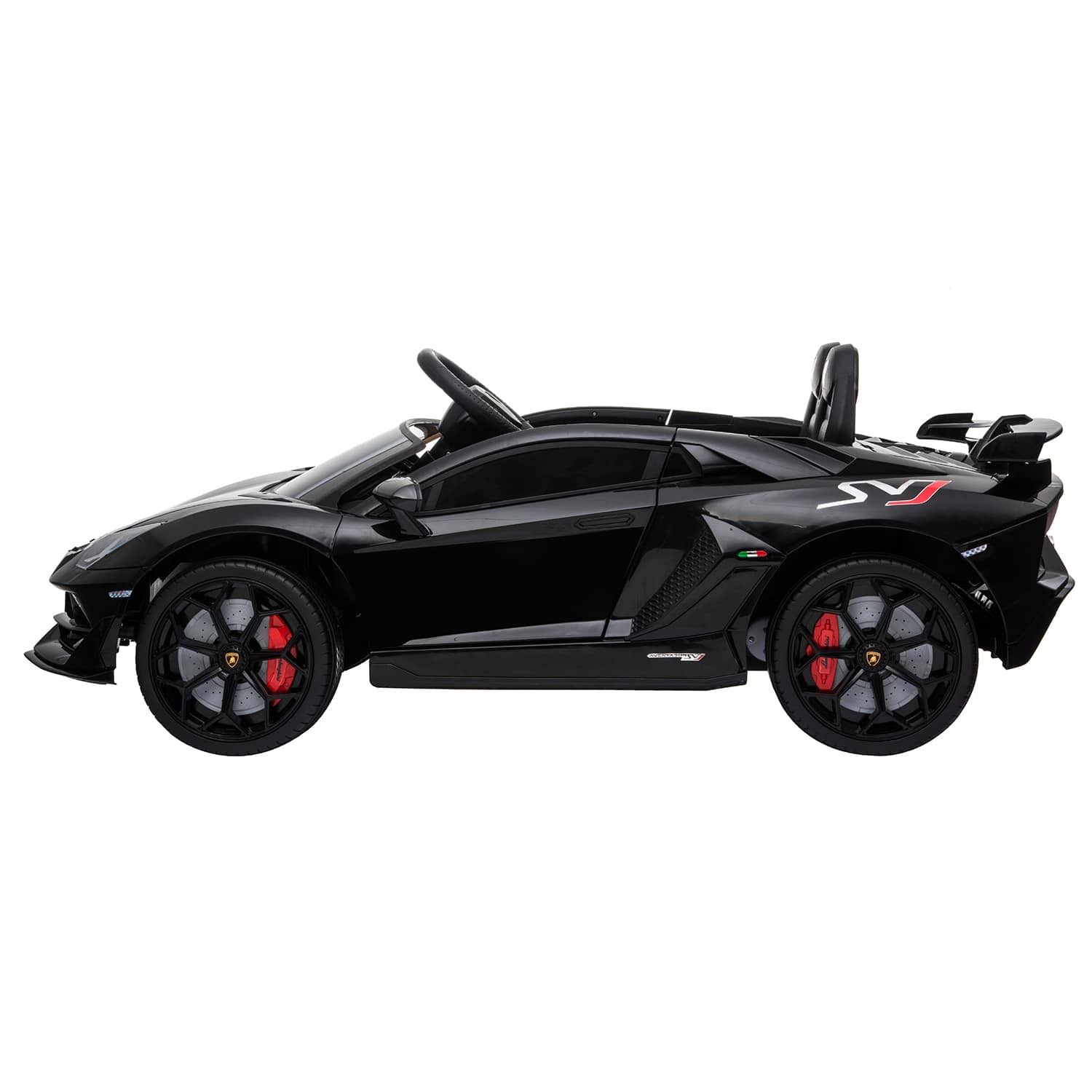 Truemax 12V Kids Electric Battery Powered Ride on Car Lamborghini Aventador SVJ w/ Remote Control, Music Player - Black