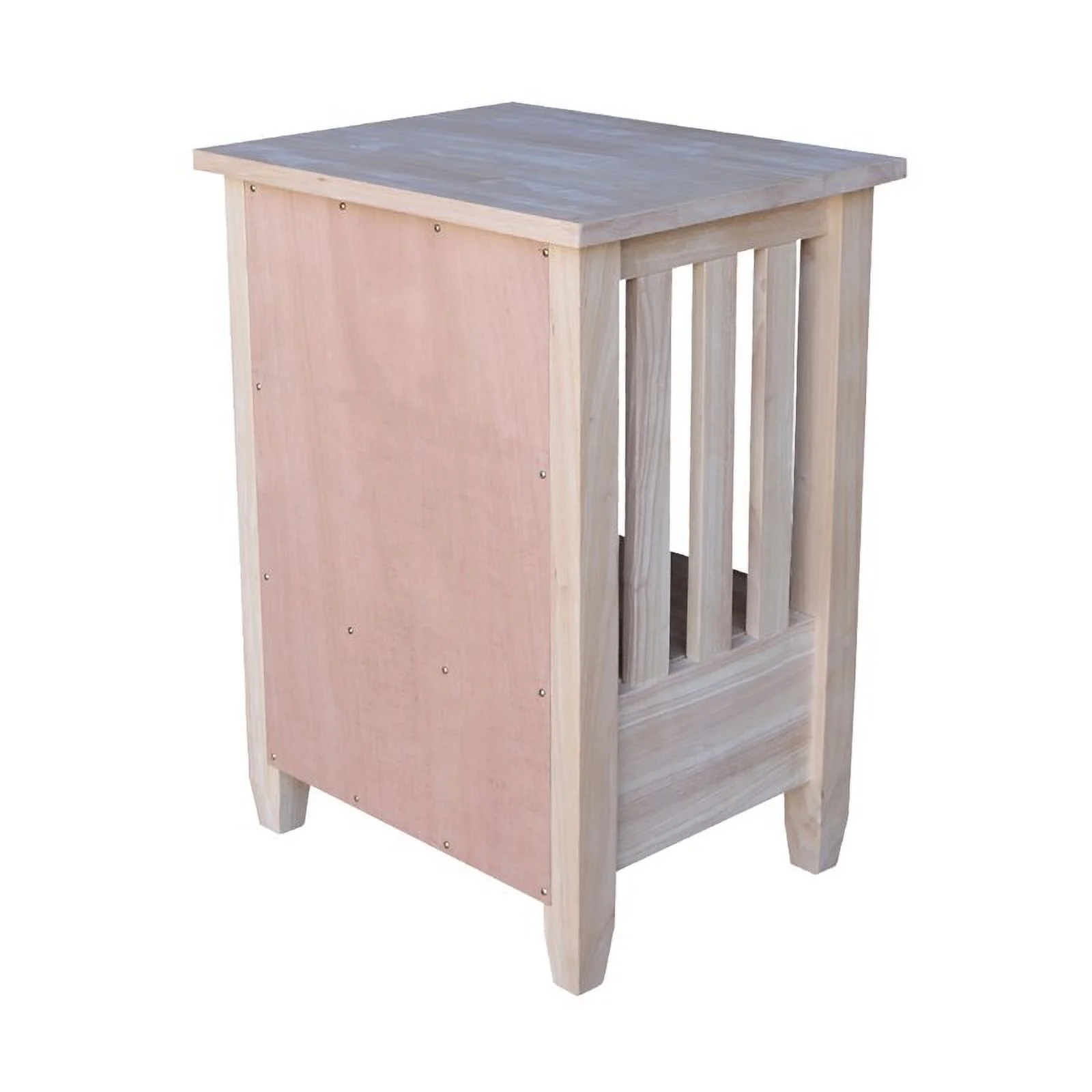 International Concepts Solid Wood Unfinished Mission Tall End Table with Drawer