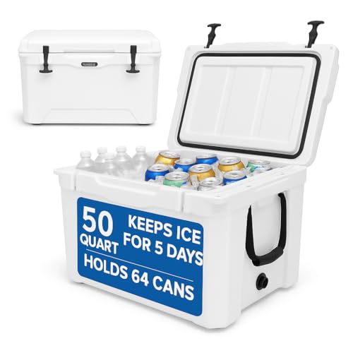 SereneLife Ultra-Tough 45 Quart Rotomolded Cooler Box with Wheels, Holds Upto 56 Cans, Keeps Ice Up to 5 Days