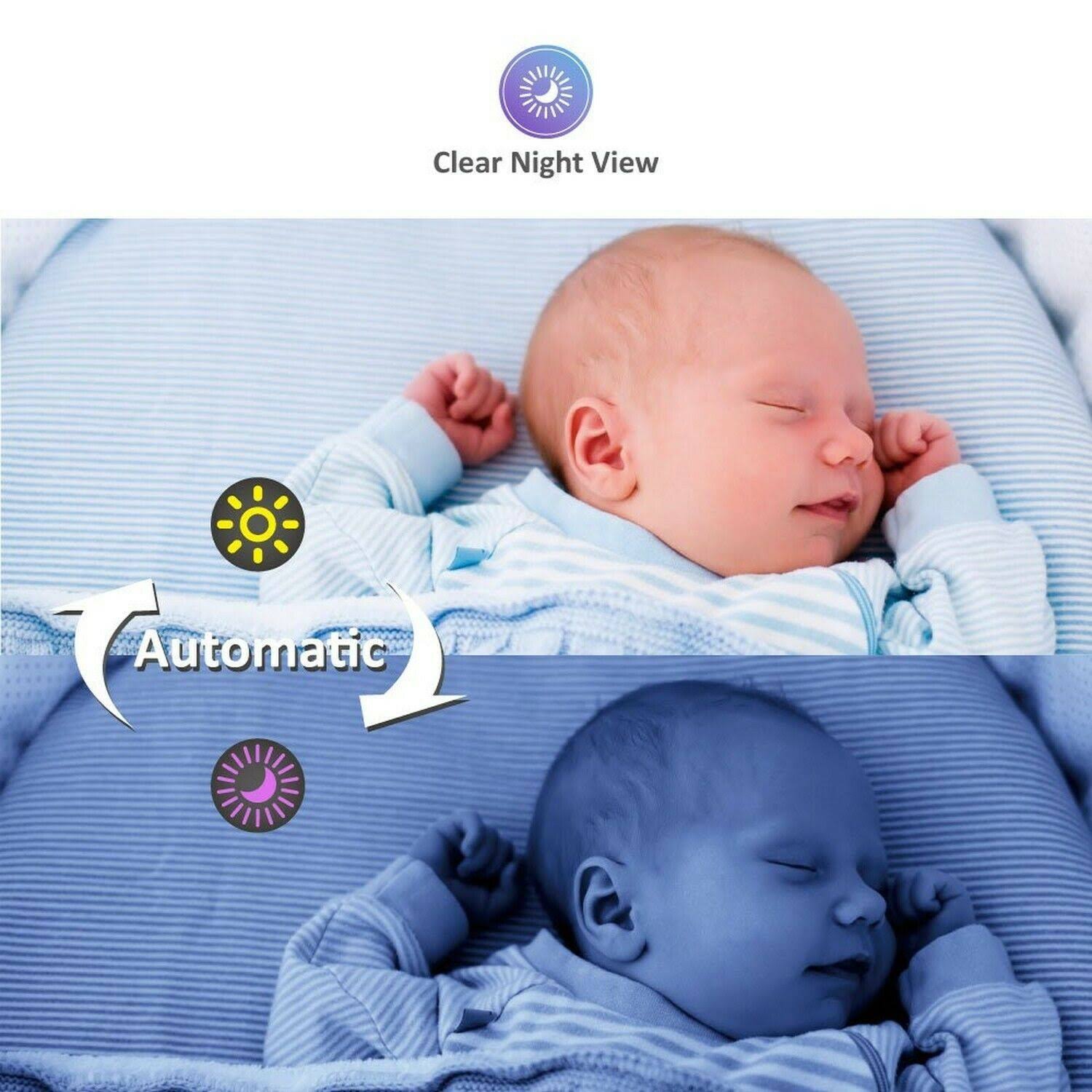 Moonybaby Video Baby Monitor for Camping or Vacation with 2 Portable Cameras for 2 Rooms, 4.3 Inches LCD, No Wifi, Long Battery