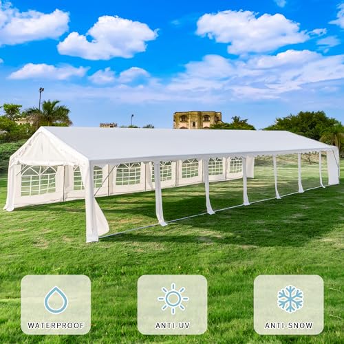 EROMMY 20x50FT Heavy Duty Party Tent, Outdoor Wedding Canopy with Removable Sidewalls, 2 Roll-up Doors, 5 Storage Bags