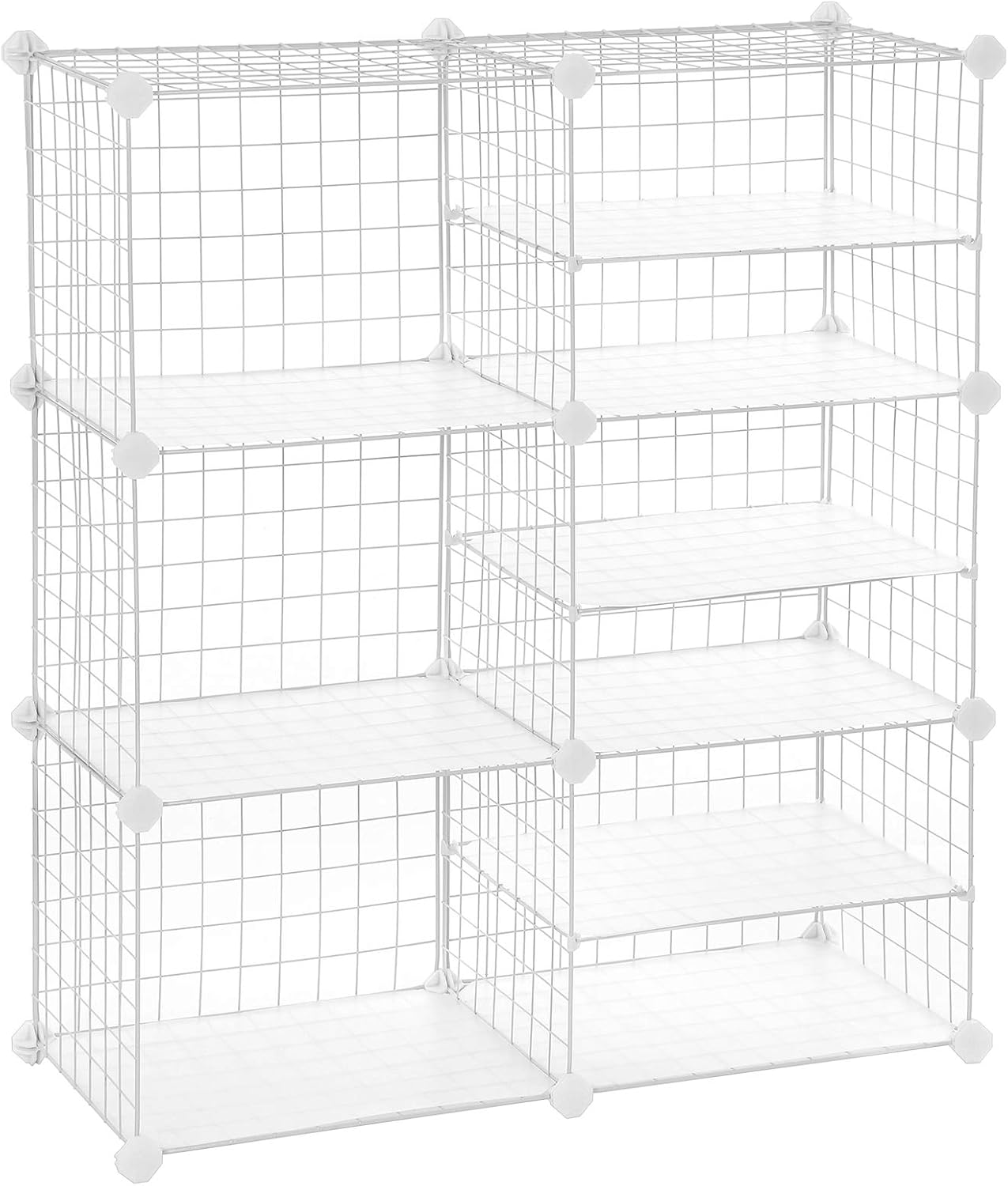 SONGMICS Cube Storage Unit, Interlocking Metal Wire Organizer with Divider Design, Modular Cabinet, Bookcase for Closet Bedroom Kid’s Room