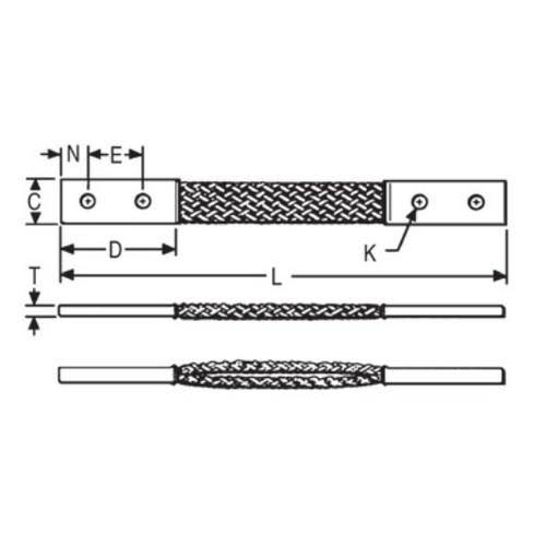 Burndy B4E12 332515 4X Flexible Copper Braid 12 1.50 C-C 850