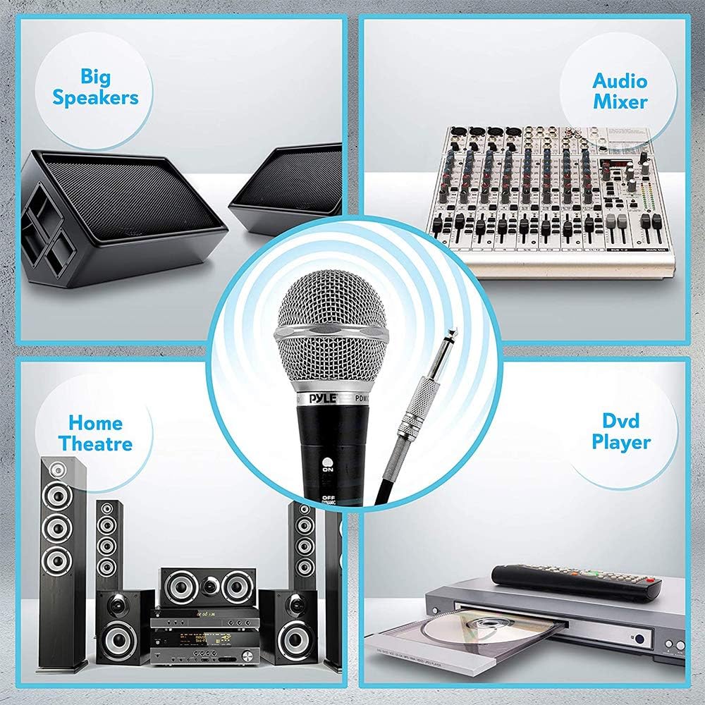 Pyle 3 Piece Professional Dynamic Microphone Kit Cardioid Unidirectional Vocal Handheld MIC with Hard Carry Case & Bag