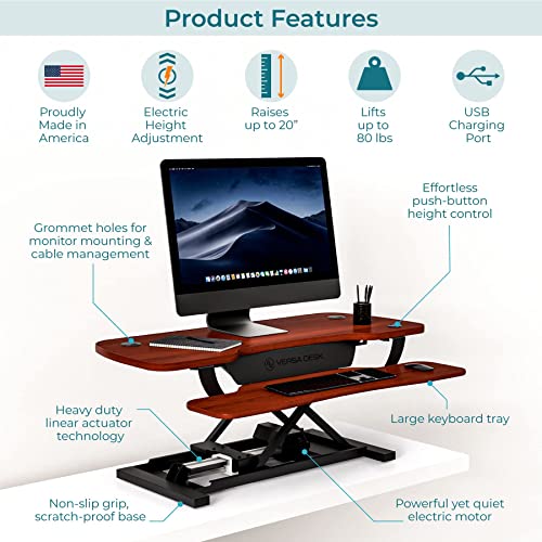 VERSADESK PowerPro™ 36 Inch Electric Standing Desk Converter, Height Adjustable Sit to Stand Up Desk Riser