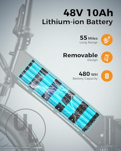 Jasion EB7 2.0/ST Electric Bike for Adults, 1200W Peak Motor 28MPH Max Speed Folding Ebike, 48V 10AH Removable Battery