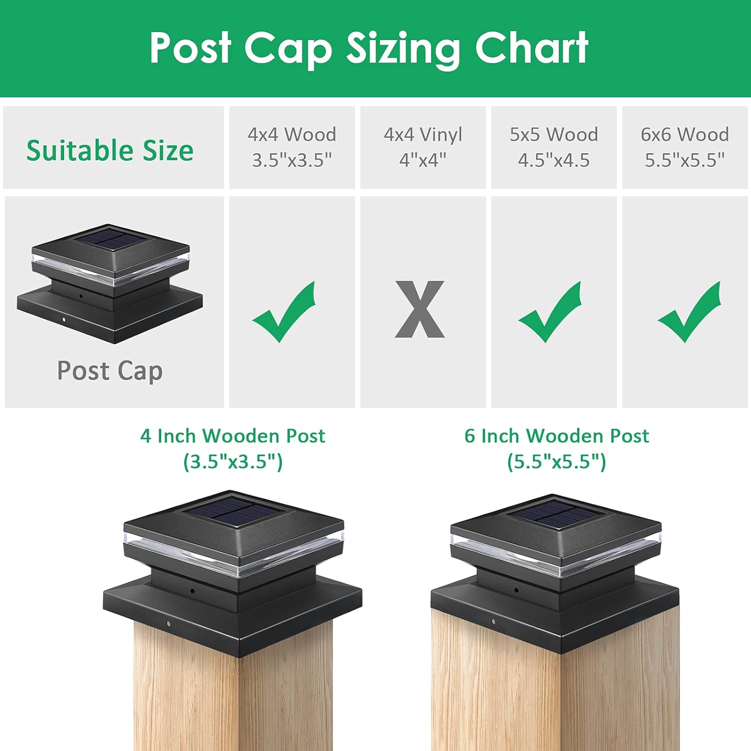 Solar Post Cap Lights, 8pcs Outdoor Fence Post Lights for Patio, Deck, Pathway and Garden Decoration