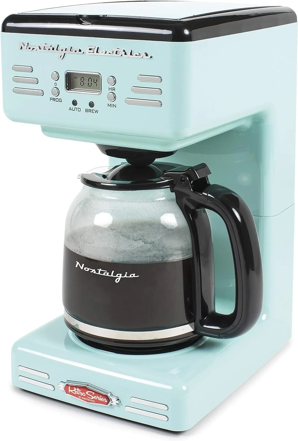 Nostalgia Retro Coffee Maker 12-Cup Programmable Vintage Coffee Machine, Red