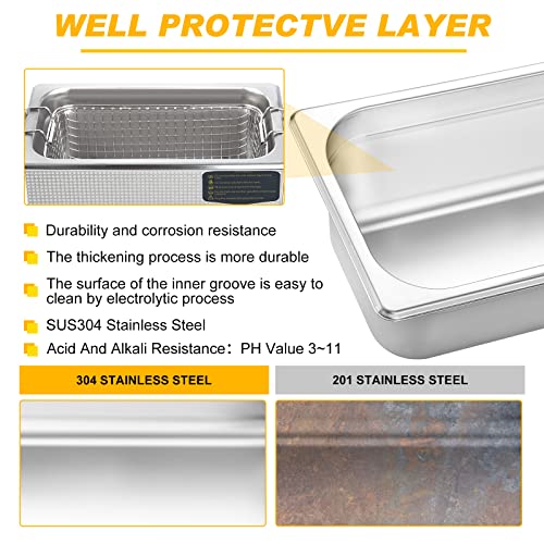 3L Ultrasonic Cleaner Dual-Frequency Professional Digital Stainless Steel Cleaning Machine with Heater Timer for Carburetor, Parts, Circuit Board