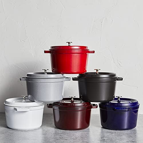 STAUB Cast Iron Dutch Oven 5.5-qt Round Cocotte, Made in France, Serves 5-6, Black Matte