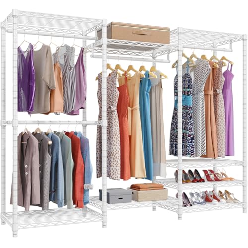 VIPEK V5 Portable Closet Wardrobe Heavy Duty Clothes Rack, Freestanding Clothing Rack with 4 Hang Rods & 8 Shelves, Adjustable Closet Racks