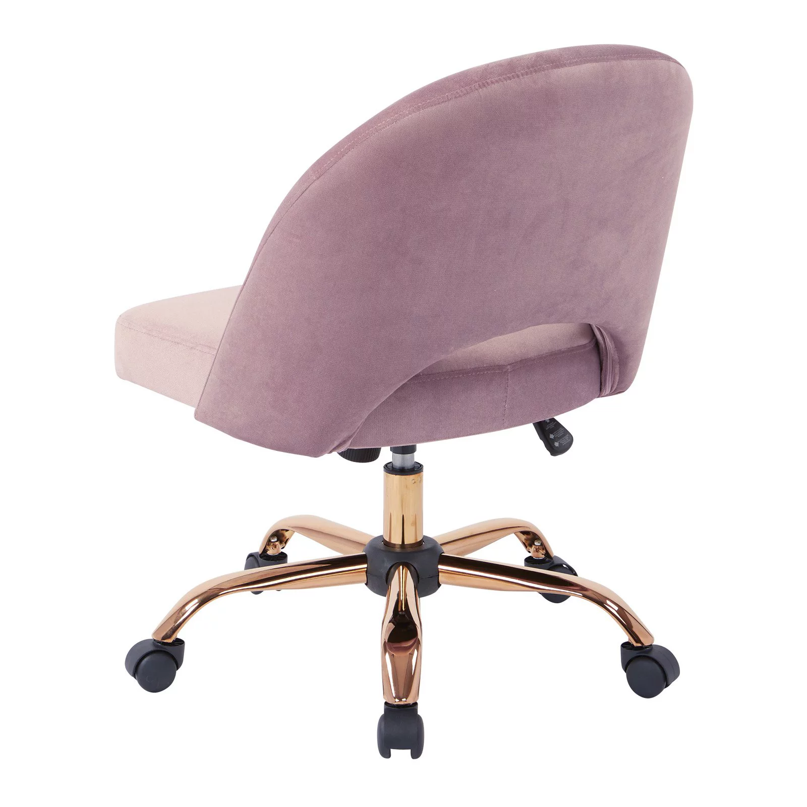 OSP Home Furnishings Lula Office Chair in Lavender Fabric with Rose Gold Base