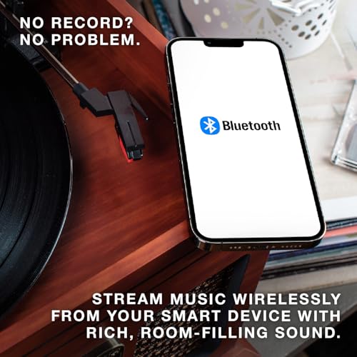Victrola The Quincy 6-in-1 Bluetooth Record Player & Multimedia Center with Built-in Speakers &ndash; 3-Speed Turntable, CD & Cassette Player