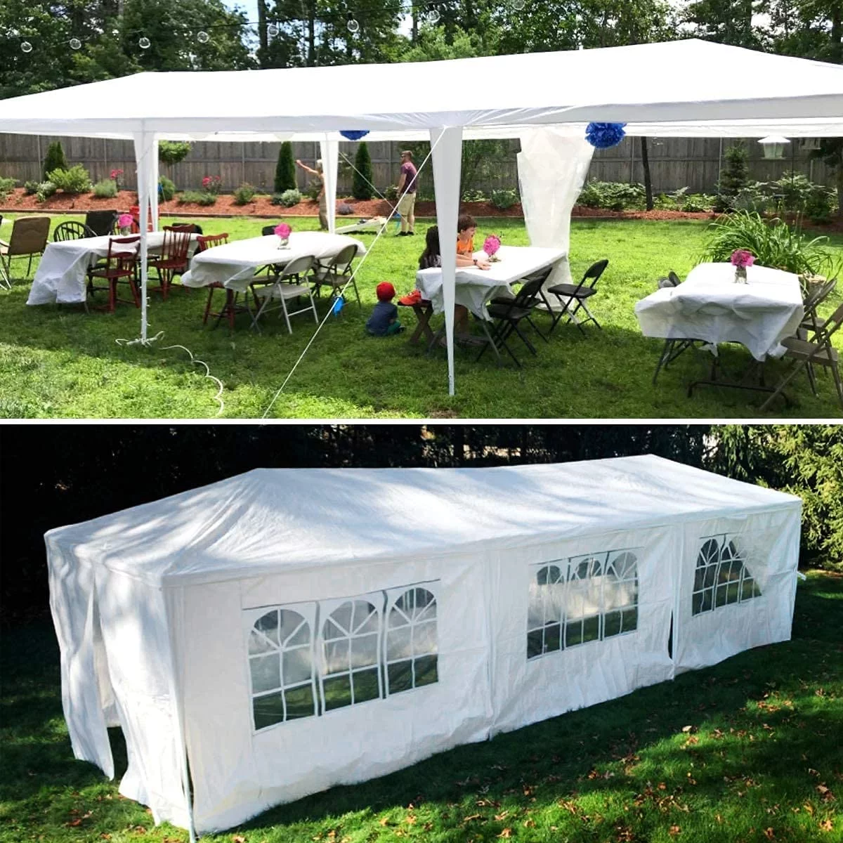SUGIFT 10'x30' Outdoor Canopy Party Wedding Tent White Gazebo with 8 Side Walls