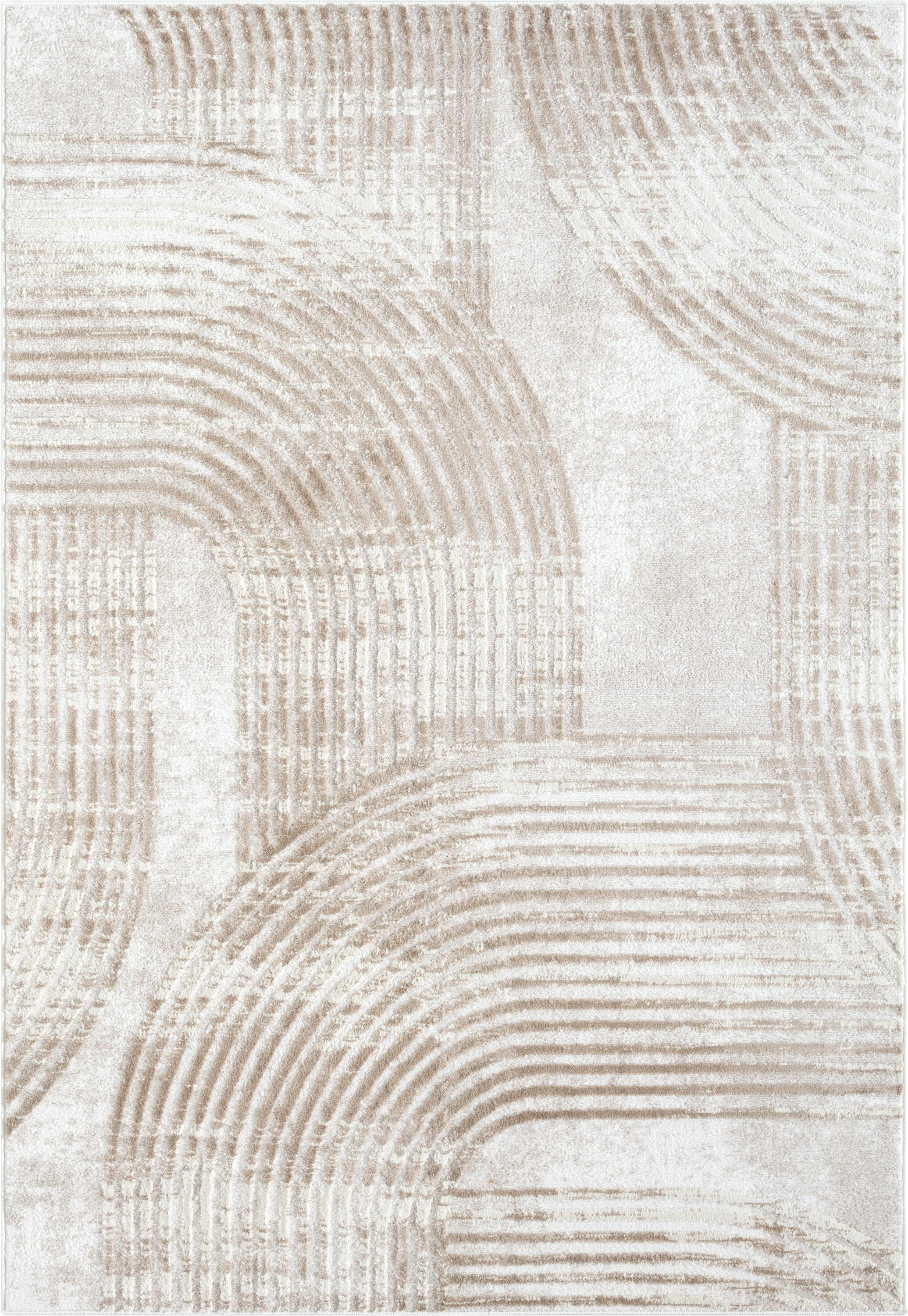 Abani Viva Collection Area Rug Mid Century Modern Bedroom Living Room Decor Floor Rug 8 x 10 Cream - Curated Treasures Market