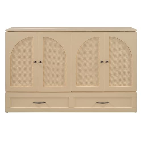 Harper & Bright Designs Queen Size Murphy Bed Cabinet Wall Bed Chest with USB, Charging Station and Large Storage Drawer for Home Office (White)