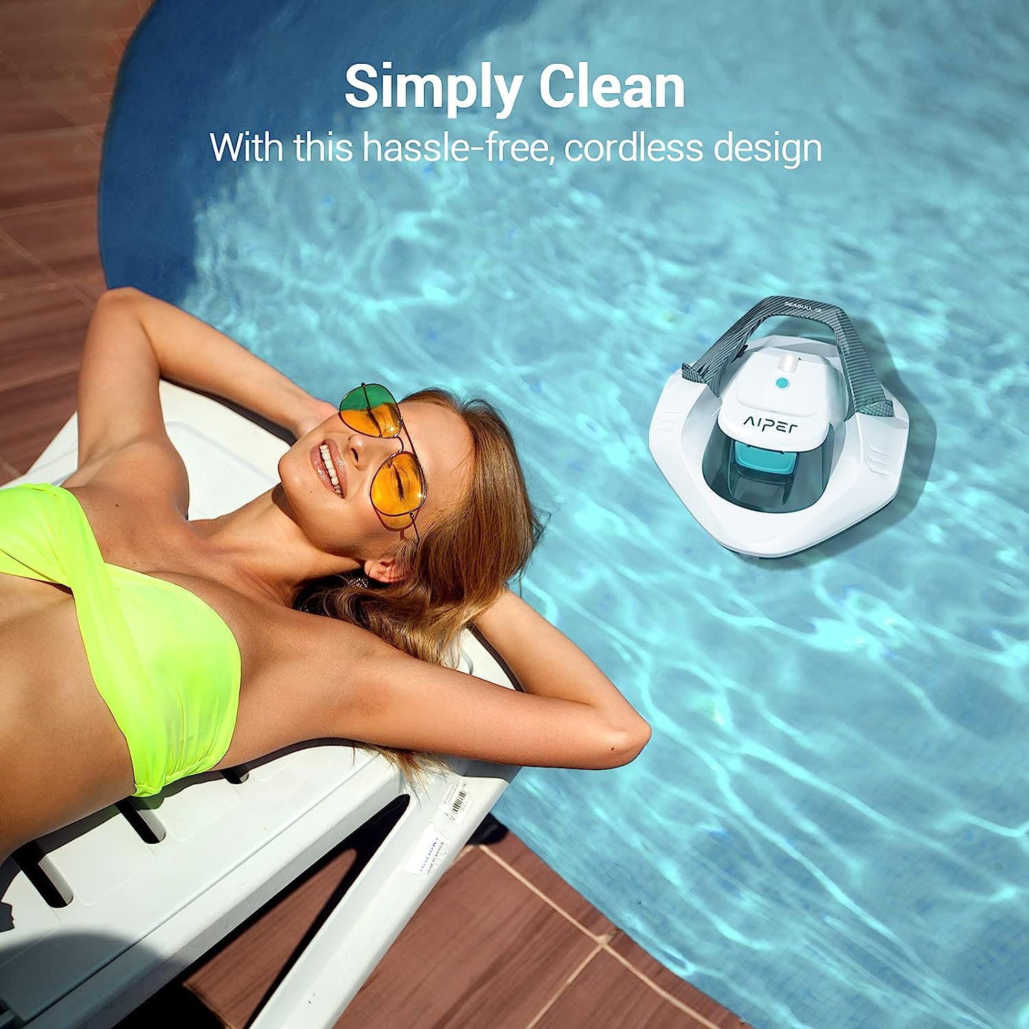 (2023 New) AIPER Seagull SE Cordless Robotic Pool Cleaner, Pool Vacuum Lasts 90 Mins, LED Indicator, Self-Parking