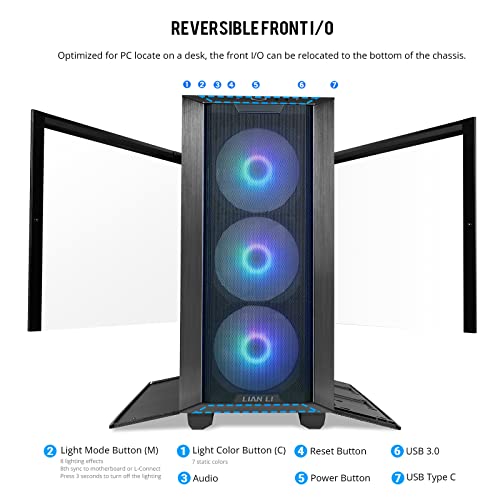 LIAN LI LANCOOL III E-ATX PC Case, Spacious RGB Gaming Computer Case with Hinged Tempered Glass Doors, Fine Mesh Panels