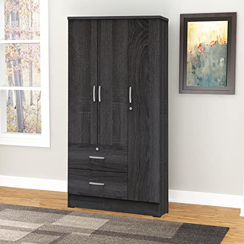 Better Home Products Symphony Wardrobe Armoire Closet with Two Drawers in Maple