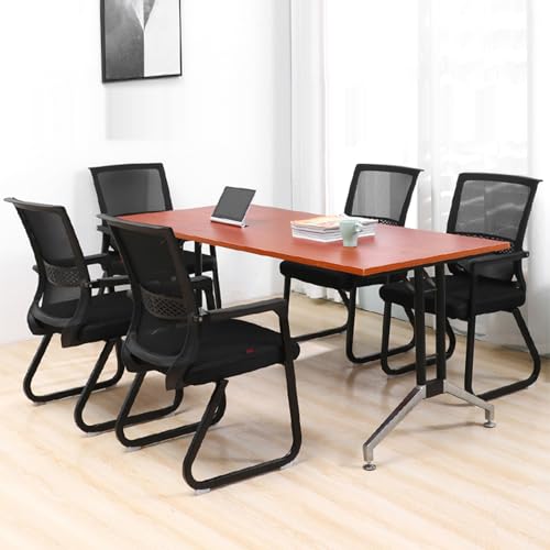 Office Chair, Quality Guest Chair with Integrated Welded sled Base, Mesh Office Chair Without Wheels with armrests