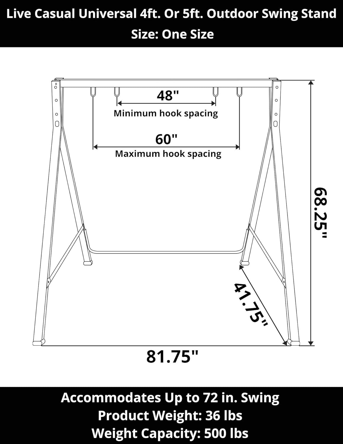 Live Casual Universal 4ft. Or 5ft. Outdoor Swing Stand