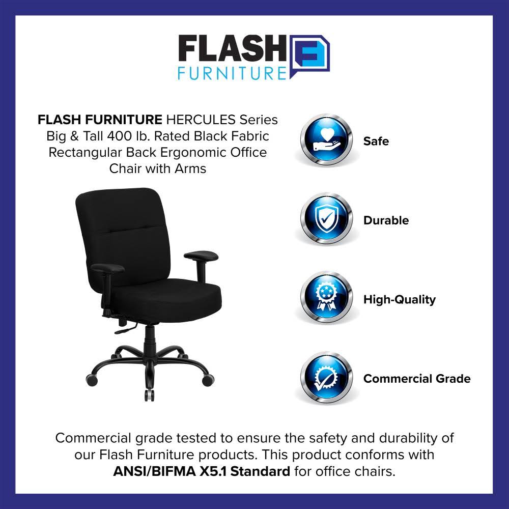 Hercules Series 400 lb. Capacity Big u0026 Tall Black Fabric Office Chair with Arms