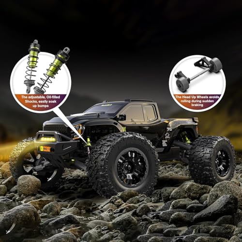 RIAARIO 1/10 Brushless RC Cars, Monster Truck, 50+ MPH, 4WD, Waterproof, Carbon Fiber, Black, Ages 8+