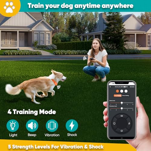 GPS Electric Dog Fence with Free App, Wireless Fence System with Training Collar, Portable Fence for Outdoor Use
