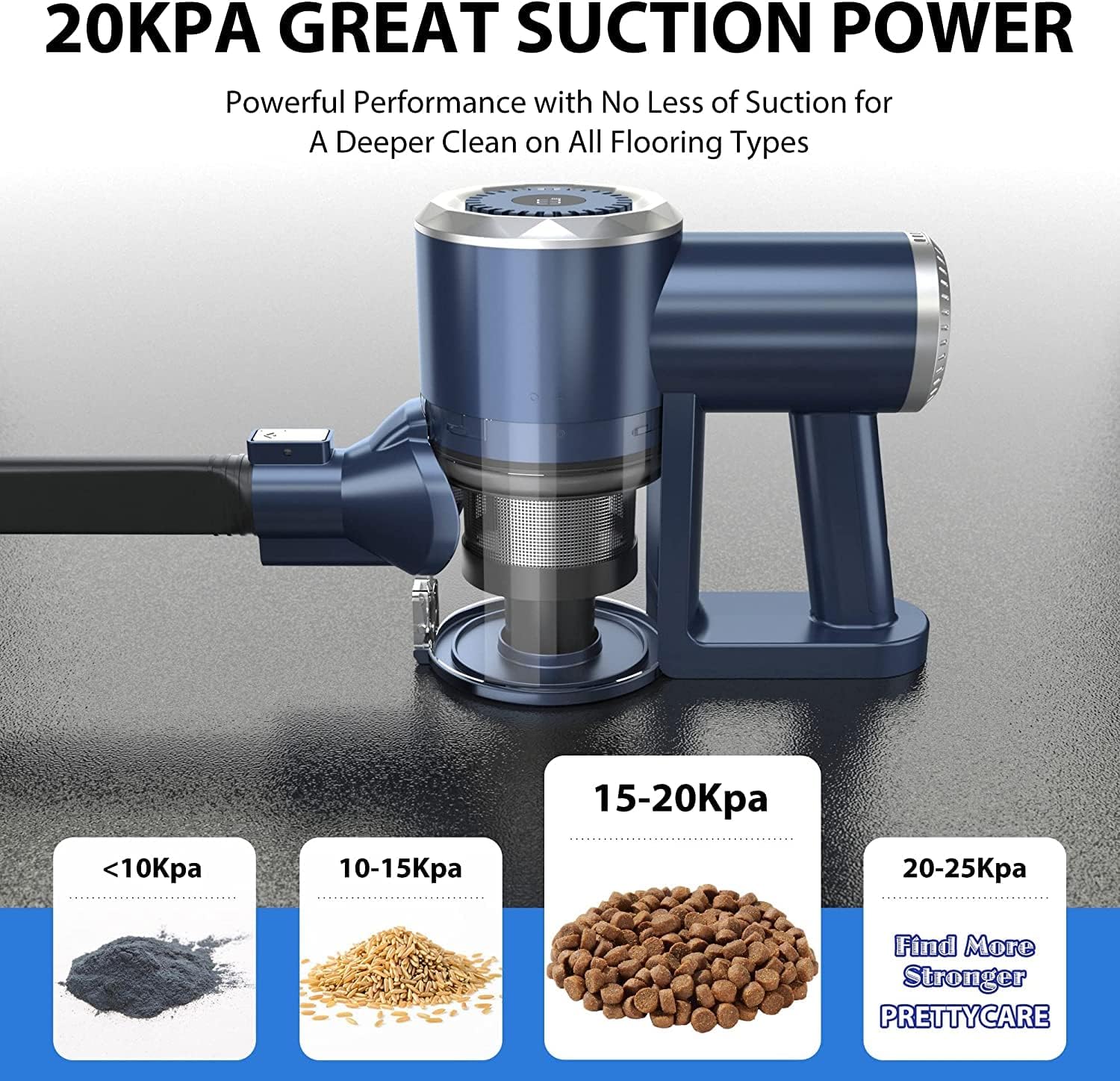 Cordless Vacuum Cleaner with LED Display, 20000Pa Stick Vacuum 4 in 1, Lightweight, Up to 30 Minutes Runtime, for Hardwood Floor, Carpet, Pet Hair