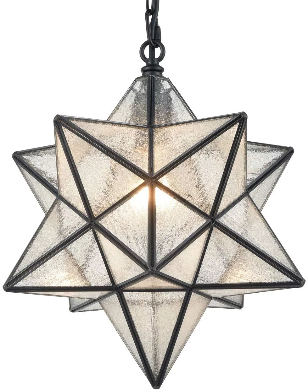 Milano  Moravian Star 14'' Pendant Light Seeded Glass Star Lights with Hanging Chain