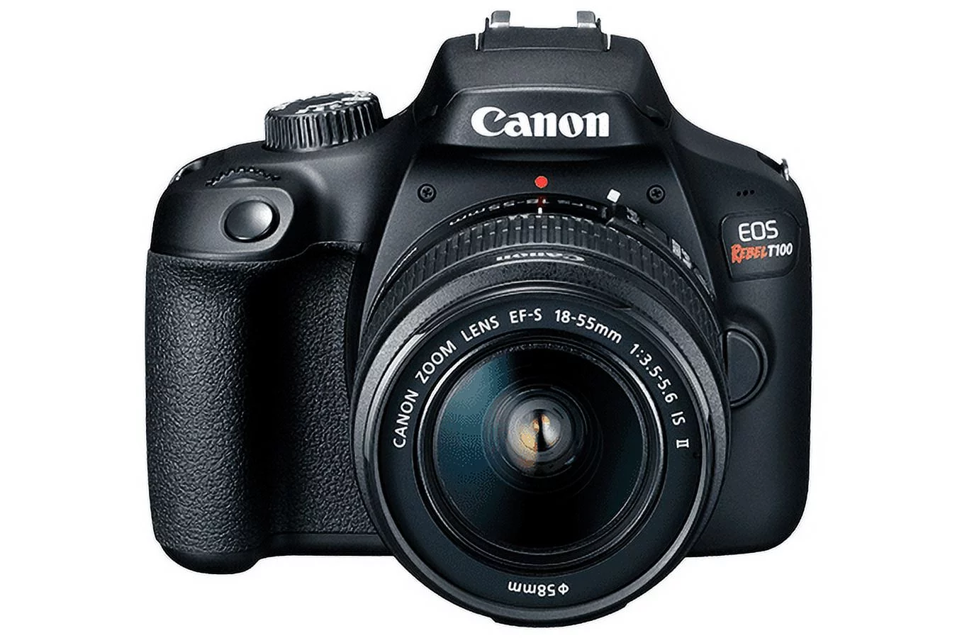 Canon EOS Rebel T100 / 4000D DSLR Camera with 18-55mm Lens + 64GB Memory Card + Case + Card Reader + Flex Tripod + Hand Strap + Cap Keeper + Memory