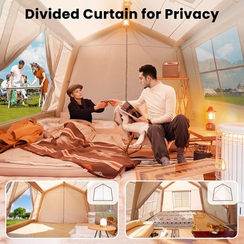 Inflatable Tents for Camping, Blow Up Tent with Hand Pump, Easy Setup Inflatable Hot Tent with Stove Jack
