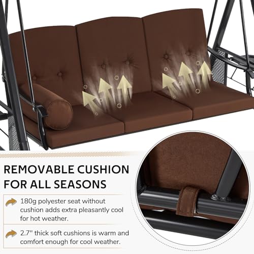 U-MAX Porch Swing Chair with Adjustable Backrest&Canopy